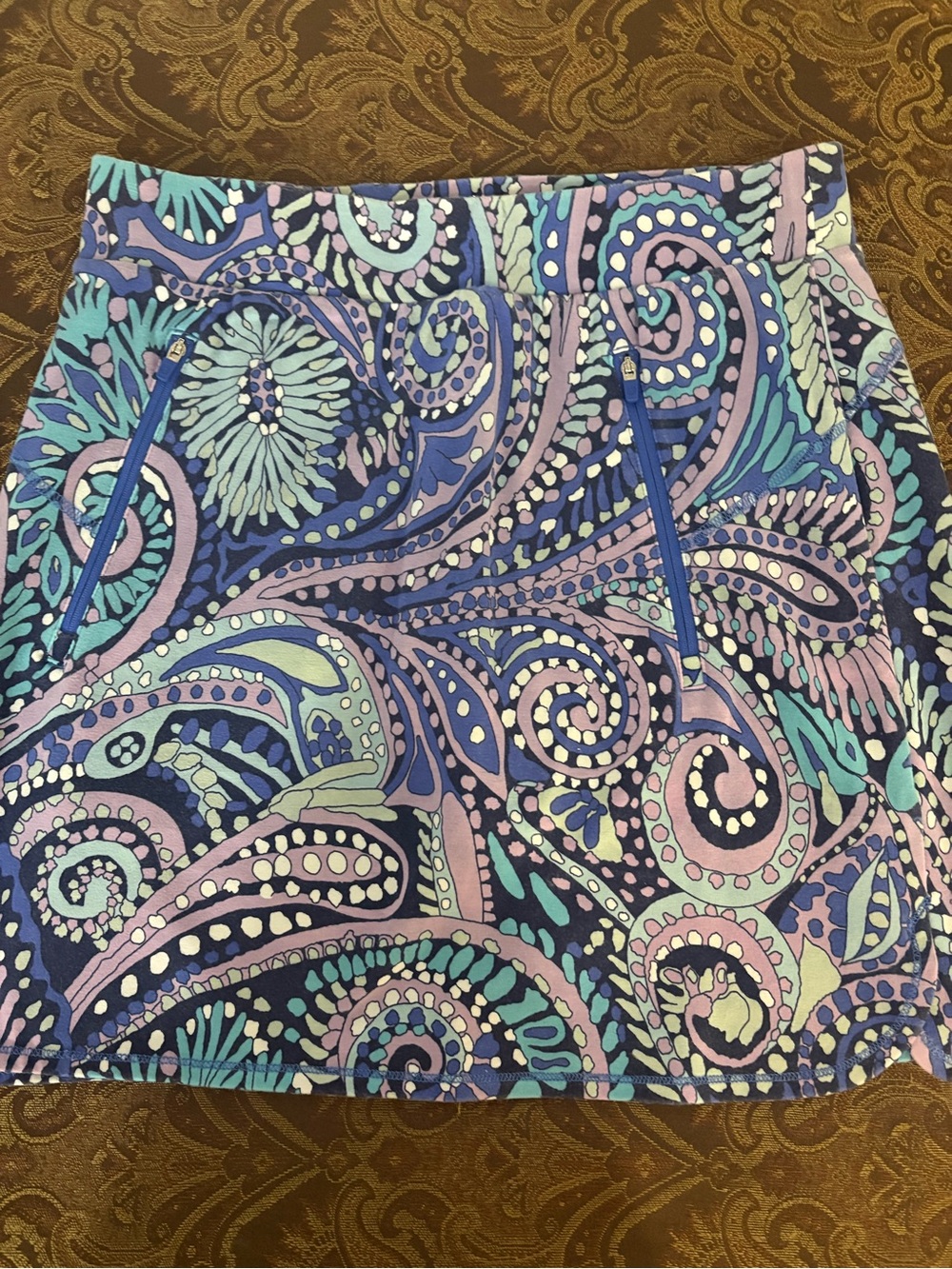 Talbots Paisley Print Skort in Navy, Light Blue & Lavender